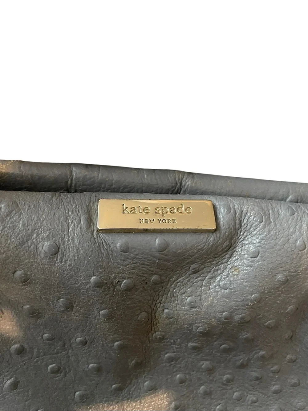 Kate Spade Gray Ostrich Embossed Leather Satchel Handbag